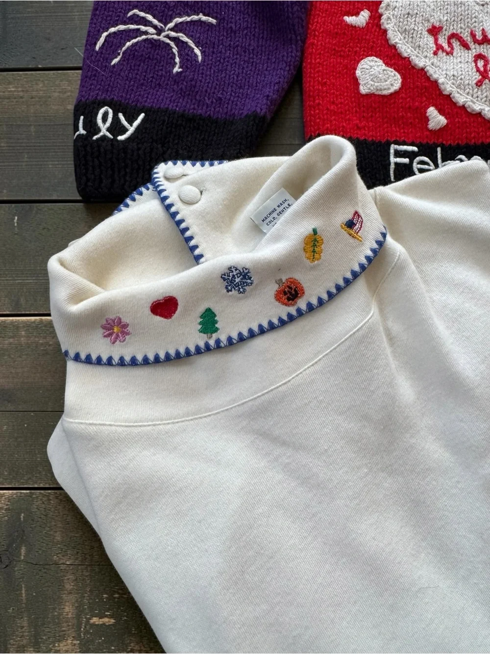 Vintage BellePointe Calendar Cardigan Sweater Turtleneck Set XL 12 holidays